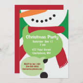 雪だるまクリスマスパーティー 招待状 (正面/裏面)