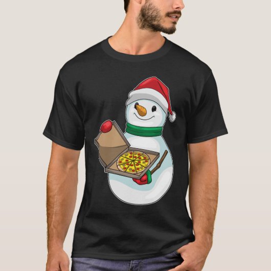 雪だるまクリスマスピザ Tシャツ (正面)