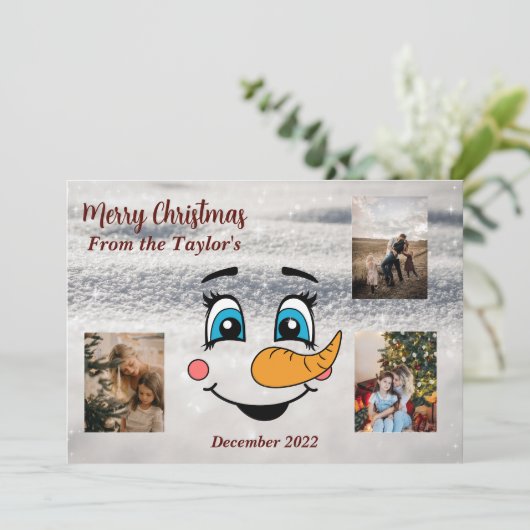 雪だるまクリスマスフォトカード シーズンカード (スタンド正面)