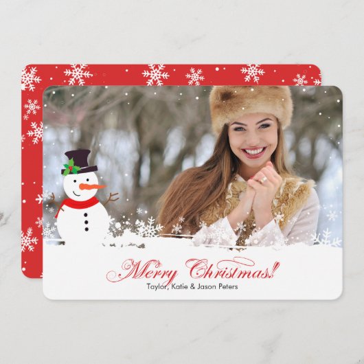 雪だるまクリスマスフォトカード シーズンカード (正面/裏面)
