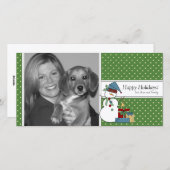 雪だるまクリスマスフォトカード{green} シーズンカード (正面/裏面)