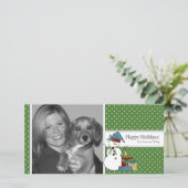 雪だるまクリスマスフォトカード{green} シーズンカード (スタンド正面)