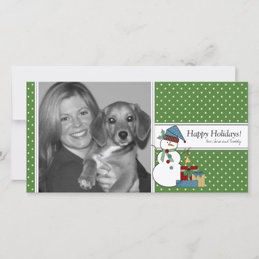 雪だるまクリスマスフォトカード{green} シーズンカード (正面)