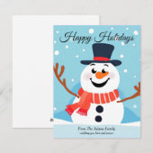 雪だるまクリスマスフラットホリデーカード シーズンカード (正面/裏面)