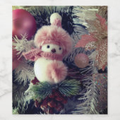 雪だるまクリスマスフード&飲料ラベル ワインラベル (シングルラベル)