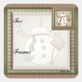 雪だるまクリスマスプレゼントラベルシール スクエアシール