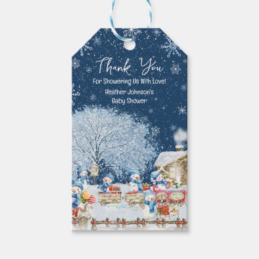 雪だるまクリスマスベビーシャワー ギフトタグ (正面)