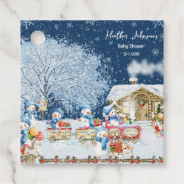 雪だるまクリスマスベビーシャワー フェイバータグ