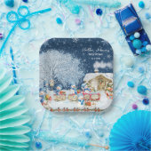 雪だるまクリスマスベビーシャワー ペーパープレート (パーティー)