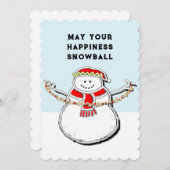 雪だるまクリスマスホリデーカード シーズンカード (正面/裏面)