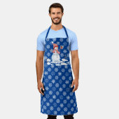 雪だるまクリスマスホリデーキュートギフトグランマママ エプロン (着用した状態)