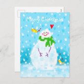 雪だるまクリスマスホリデーズハガキ シーズンポストカード (正面/裏面)