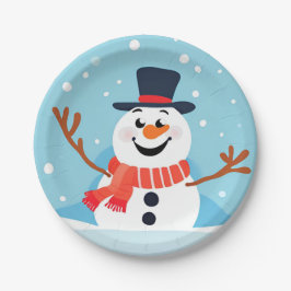 雪だるまクリスマスホリデーパーティー紙プレート ペーパープレート
