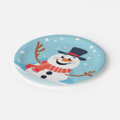 雪だるまクリスマスホリデーパーティー紙プレート ペーパープレート (アングル)