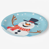 雪だるまクリスマスホリデーパーティー紙プレート ペーパープレート (アングル)