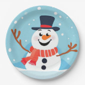 雪だるまクリスマスホリデーパーティー紙プレート ペーパープレート (正面)