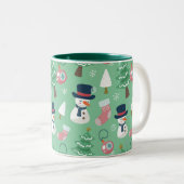 雪だるまクリスマスマグ、フェスティバルホリデーコーヒーカップ ツートーンマグカップ (正面右)