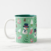 雪だるまクリスマスマグ、フェスティバルホリデーコーヒーカップ ツートーンマグカップ (左)