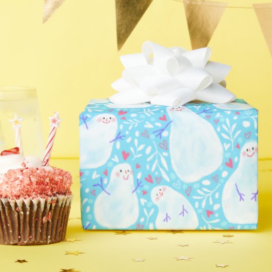 雪だるまクリスマスラッピング紙 ラッピングペーパー (誕生日パーティー)