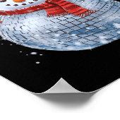 雪だるまクリスマスレトロサンタハットディスコボールマッチ ポスター (角)