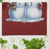 雪だるまクリスマスヴィンテージホリデイ キッチンタオル (折り畳み)