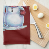 雪だるまクリスマスヴィンテージホリデイ キッチンタオル (四つ折り)