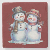 雪だるまクリスマスヴィンテージホリデイ ストーンコースター (正面)