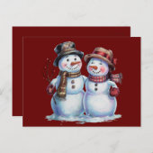 雪だるまクリスマスヴィンテージホリデイ ポストカード (正面/裏面)