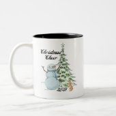 雪だるまクリスマス応援ウィンターワンダーランド ツートーンマグカップ (左)