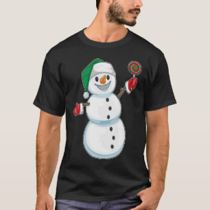 雪だるまクリスマス棒つきキャンデー Tシャツ
