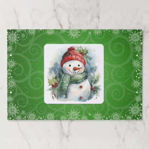 雪だるまクリスマス紙ランチョンマット25パッドごと ペーパーパッド
