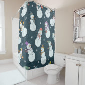 雪だるまクリスマス：ヴィンテージの降雪チャーム。 シャワーカーテン (インサイチュ)