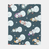 雪だるまクリスマス:ヴィンテージの降雪チャーム。 フリースブランケット (正面)