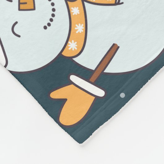 雪だるまクリスマス:ヴィンテージの降雪チャーム。 フリースブランケット (角)