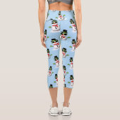 雪だるまクールクリスマスウィンターブルー カプリレギンス (裏面)