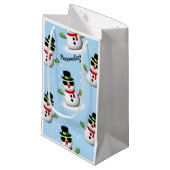 雪だるまクールクリスマスウィンターブルー スモールペーパーバッグ (正面アングル)