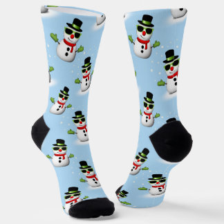 雪だるまクールクリスマスウィンターブルー ソックス
