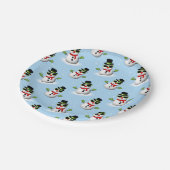 雪だるまクールクリスマスウィンターブルー ペーパープレート (アングル)