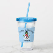 雪だるまクールメリークリスマスカスタムの姓 アクリルタンブラー (裏面)