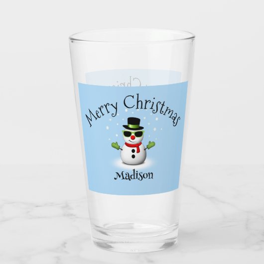 雪だるまクールメリークリスマスカスタムの姓 タンブラーグラス (裏面)