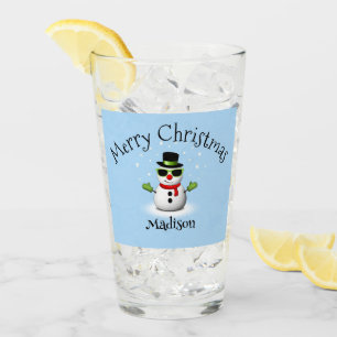 雪だるまクールメリークリスマスカスタムの姓 タンブラーグラス