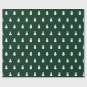 雪だるまグリーンクリスマス ラッピングペーパー (フラット)