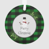 雪だるまグリーンバッファロープレイドオーナメント オーナメント (裏面)