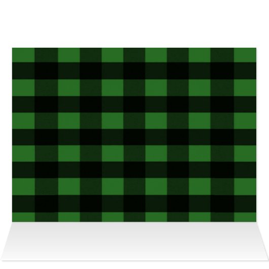 雪だるまグリーンバッファロープレイドグリーティングカード (内部横(上))