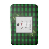 雪だるまグリーンバッファロープレイドバスマット バスマット (正面縦)