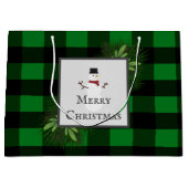 雪だるまグリーンバッファロープレイド抱き枕 ラージペーパーバッグ (正面)