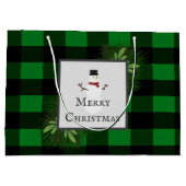 雪だるまグリーンバッファロープレイド抱き枕 ラージペーパーバッグ (裏面)