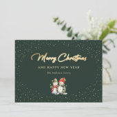 雪だるまグリーン金ゴールドスノータイポグラフィ シーズンカード (スタンド正面)