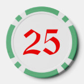 雪だるまグリーン25ストライプのトランプのポーカーチップ ポーカーチップ (裏面)