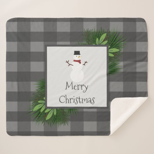 雪だるまグレイバッファロープレイドシェルパブランケット シェルパブランケット (正面(横))